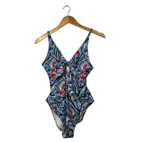 Tory Burch | Printed One Piece Swimsuit | Tie Front | Tropical | Size Medium - Picture 1 of 5